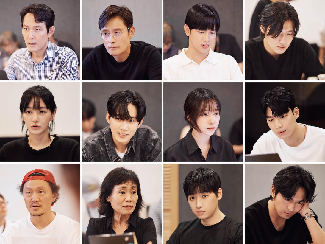 Top row from left: Lee Jung-jae, Lee Byung-hun, Yim Si-wan, Kang Ha-neul Second row from left: Park Gyu-young, Park Sung-hoon, Jo Yu-ri, Wi Ha-jun Third row from left: Yang Dong-geun, Kang Ae-sim, Lee David, Lee Jin-uk